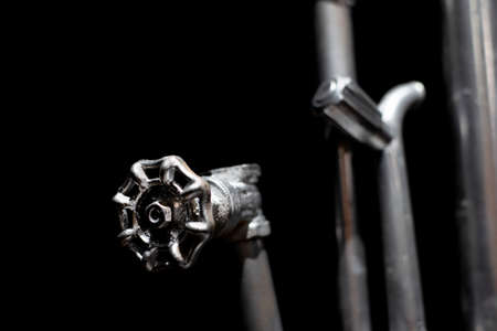 Objects of the ready stage of a theater show on the black background. Sesi Theater, Salvador, Bahia,...