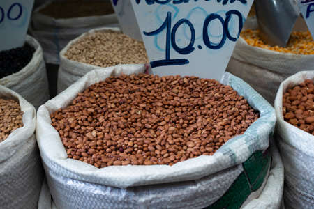 Beans for sale at the famous and grandiose SÃ£o Joaquim fair in Salvador, Bahia, Brazil.