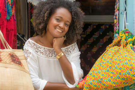 Portrait of a model smiling and looking at the camera. Salvador, Bahia, Brazil