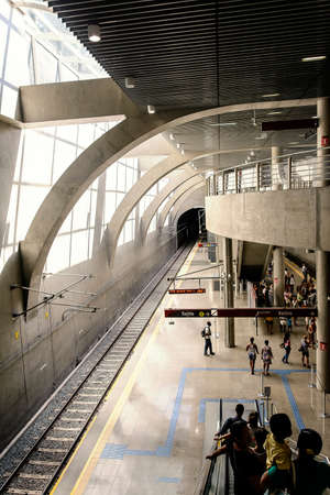 Salvador, Bahia, Brazil - January 27, 2015: Subway station in the Brazilian municipality of Salvador, Bahia. Subway transport system with 42 km in size.のeditorial素材