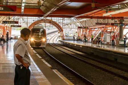 Salvador, Bahia, Brazil - January 27, 2015: Subway station in the Brazilian municipality of Salvador, Bahia. Subway transport system with 42 km in size.のeditorial素材