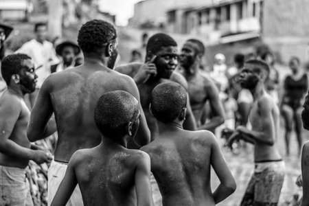 Acupe, Bahia, Brazil - July 03, 2016: Nego Escaped cultural manifestation. Residents of Acupe, Santo Amaro, Bahia, relive, in a theatrical way, the struggle to end slavery.のeditorial素材