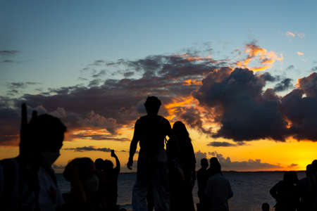 Salvador, Bahia, Brazil - June 19, 2021: Dramatic sunset with dark yellow clouds in the city of Salvador, Bahia, Brazil.のeditorial素材