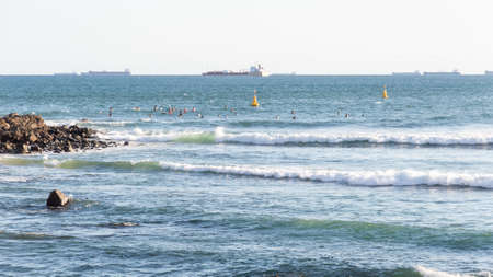 Salvador, Bahia, Brazil - June 17, 2021: Sea landscape from Farol da Barra beach in Salvador, on a...