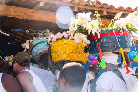 Salvador, Bahia, Brazil - January 20, 2019: Traditional party in honor of Iemanja, the queen of the...