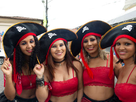 Maragogipe, Bahia, Brazil - March 04, 2019: Carnaval de Maragojipe is a traditional popular carnival festival, which takes place annually in the city of Maragogipe, in the Brazilian state of Bahia.のeditorial素材
