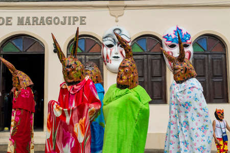 Maragogipe, Bahia, Brazil - March 04, 2019: Carnaval de Maragojipe is a traditional popular carnival festival, which takes place annually in the city of Maragogipe, in the Brazilian state of Bahia.のeditorial素材