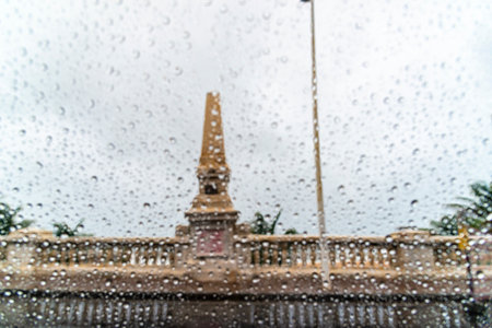 Salvador, Bahia, Brazil - November 15, 2021: Traffic on the street on a rainy day. Salvador, Bahia, Brazil.の写真素材