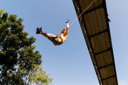Rappel doing practitioner extreme and dangerous marbalisms. Salvador Bahia Brazil.