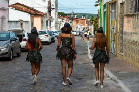 Maragogipe, Bahia, Brazil - March 04, 2019: Carnaval de Maragojipe is a traditional popular carnival festival, which takes place annually in the city of Maragogipe, in the Brazilian state of Bahia.のeditorial素材