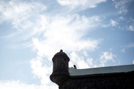 Low view of part of a maritime protection fort. Salvador city, Bahia state, Brazil.の写真素材