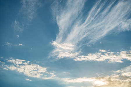 White clouds in the blue sky on a bright sunny day. Salvador Bahia Brazil.の写真素材