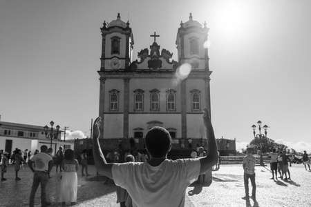 Salvador, Bahia, Brazil - July 25, 2020: View of the Basilica of Senhor do Bonfim, popularly known as Igreja do Bonfim, in the city of Salvador.のeditorial素材