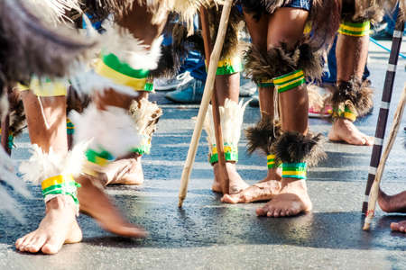 Salvador, Bahia, Brazil - July 02, 2015: Indigenous people are seen during the Bahia independence...