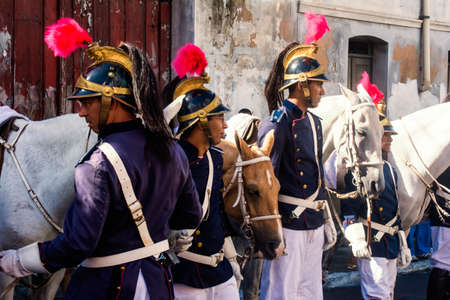 Salvador, Bahia, Brazil - July 02, 2015: People are seen during the Bahia independence parade in Lapinha neighborhood in Salvador.のeditorial素材