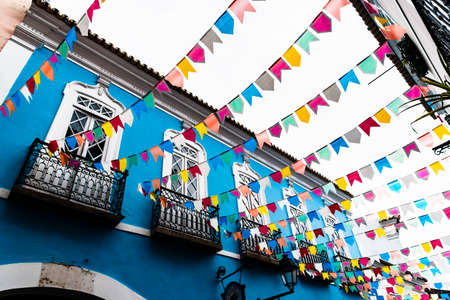 Salvador, Bahia, Brazil - June 22, 2019: Decoration of Pillory, Sao Joao Festival, Historic Center...