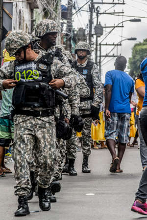 Salvador, Bahia, Brazil - July 02, 2015: Military personnel are seen during the Bahia independence parade in Lapinha neighborhood in Salvador.のeditorial素材
