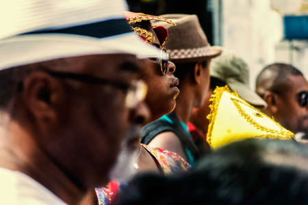 Salvador, Bahia, Brazil - July 02, 2015: People are seen during the Bahia independence parade in Lapinha neighborhood in Salvador.のeditorial素材