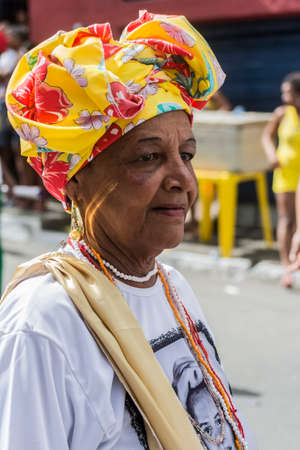 Salvador, Bahia, Brazil - July 02, 2015: People are seen during the Bahia independence parade in Lapinha neighborhood in Salvador.のeditorial素材