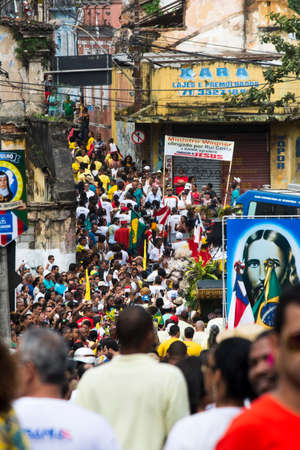 Salvador, Bahia, Brazil - July 02, 2015: People are seen during the Bahia independence parade in Lapinha neighborhood in Salvador.のeditorial素材