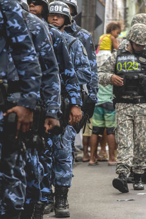 Salvador, Bahia, Brazil - July 02, 2015: Military personnel are seen during the Bahia independence...