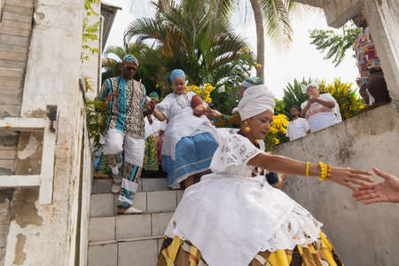 Saubara, Bahia, Brazil - June 12, 2020: Candomble members worshiping at the religious house in Bom Jesus dos Pobre district, Saubara city.のeditorial素材