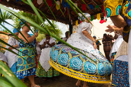 Saubara, Bahia, Brazil - June 12, 2020: Candomble members dancing and singing at the religious festival in Bom Jesus dos Pobre district, Saubara city.のeditorial素材