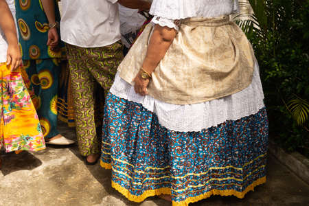 Saubara, Bahia, Brazil - June 12, 2020: Candomble members worshiping at the religious house in Bom Jesus dos Pobre district, Saubara city.のeditorial素材