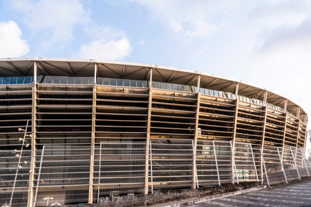 Salvador, Bahia, Brazil - September 28, 2021: Outside view of Arena Fonte Nova football stadium built in 2013 in Salvador city in Bahia, Brazil.のeditorial素材