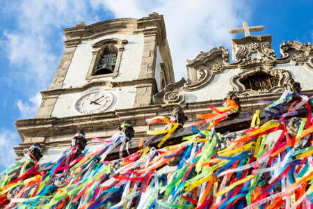 Salvador, Bahia, Brazil - May 08, 2022: Facade of Senhor do Bonfim church against blue sky in Salvador, Bahia.のeditorial素材
