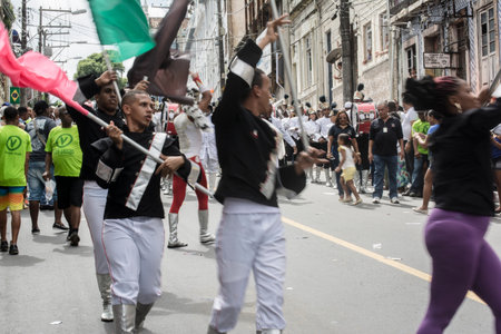 Salvador, Bahia, Brazil - July 02, 2015: Public school students are seen during the Bahia independence parade in Lapinha neighborhood in Salvador.のeditorial素材