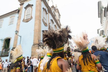 Salvador, Bahia, Brazil - July 02, 2015: Group of people protest and parade at the Bahia...