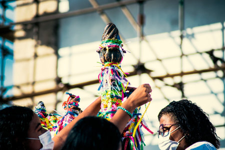 Salvador, Bahia, Brazil - January 07, 2022: Faithful pray together at the famous Senhor do Bonfim...
