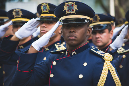 Salvador, Bahia, Brazil - September 7, 2016: Military personnel in formation during a military...