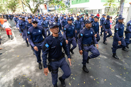 Salvador, Bahia, Brazil - September 07, 2022: Municipal guard participating in the Brazilian independence parade in the city of Salvador, Bahia.のeditorial素材