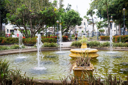 Salvador, Bahia, Brazil - October 29, 2022: View of the fountain in Campo Grande Square, also known as Praca 2 de Julho. Salvador city.のeditorial素材
