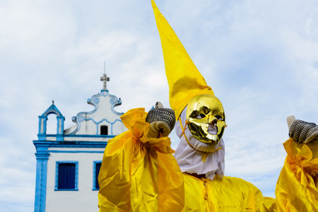 Maragogipe, Bahia, Brazil - February 27, 2017: A person dressed during the street carnival in the city of Maragogipe in Bahia.のeditorial素材