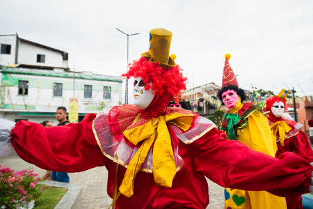 Maragogipe, Bahia, Brazil - February 20, 2023: Custom people are playing during the carnival in the city of Maragogipe. Bahia Brazil.のeditorial素材