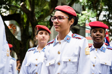 Salvador, Bahia, Brazil - September 07, 2016: Army school students parade on Brazilian independence...