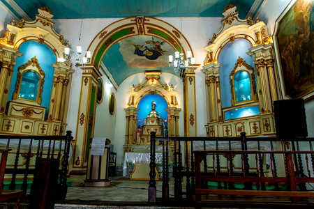 Valenca, Bahia, Brazil - September 10, 2022: Internal view of the church of Nossa Senhora do Amparo in the city of Valenca, Bahia.のeditorial素材