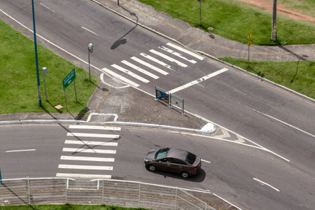 Salvador, Bahia, Brazil - September 24, 2022: View from the top of cars traveling on open lanes in...