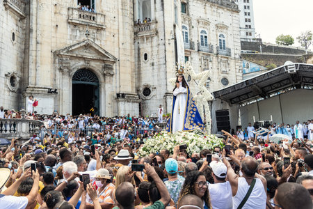 Salvador, Bahia, Brazil - December 08, 2022: Thousands of people are moved by the departure of the...