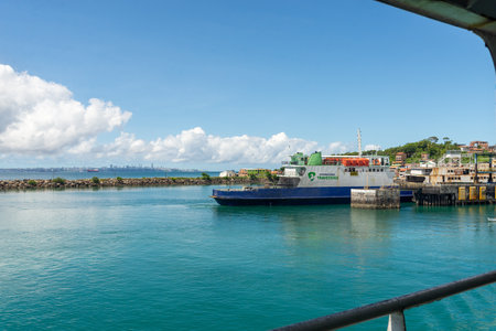 Vera Cruz, Bahia, Brazil - April 11, 2023: Ferry-Boat maritime terminal on the island of Itaparica in Vera Cruz, Bahia.のeditorial素材