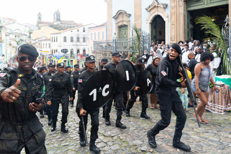 Salvador, Bahia, Brazil - July 02, 2022: Soldiers parade in celebrations of Bahia independence day,...