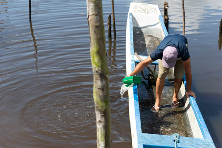 Valenca, Bahia, Brazil - January 10, 2023: View of the river Una that flows through the tourist town of Valenca in the Brazilian state of Bahia. navigable river.のeditorial素材