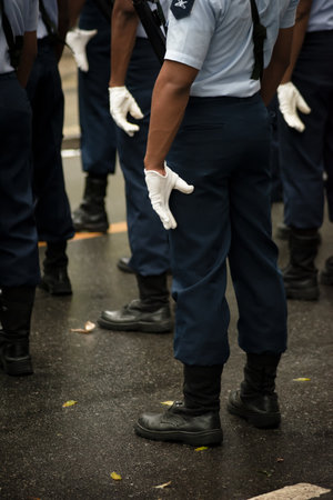 Salvador, Bahia, Brazil - September 07, 2023: Air force soldiers are seen in formation during the...
