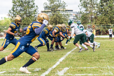 Camacari, Bahia, Brazil - September 30, 2023: American football match at the Armando Oliveira...