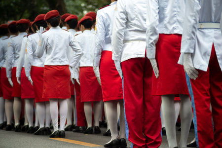 Salvador, Bahia, Brazil - September 07, 2023: Students from the military college of the army are seen during the Brazilian independence parade in the city of Salvador, Bahia.のeditorial素材