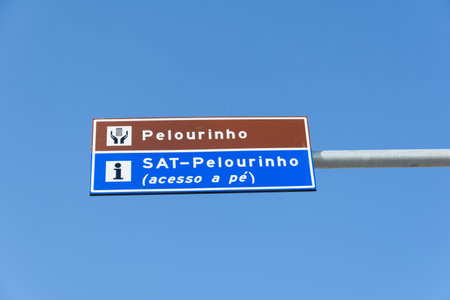 Salvador, Bahia, Brazil - September 02, 2023: Traffic sign providing directions in Pelourinho, historic center of Salvador, Bahia.のeditorial素材