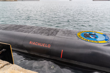 Salvador, Bahia, Brazil - October 08, 2023: Submarine Riachuelo S40, from the Brazilian Navy, stopped at the sea port of the city of Salvador, Bahia.のeditorial素材